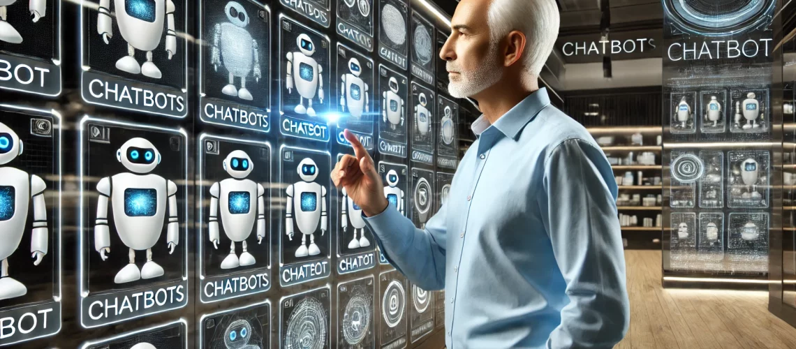 AI chatbot options to be selected by a pensive boss